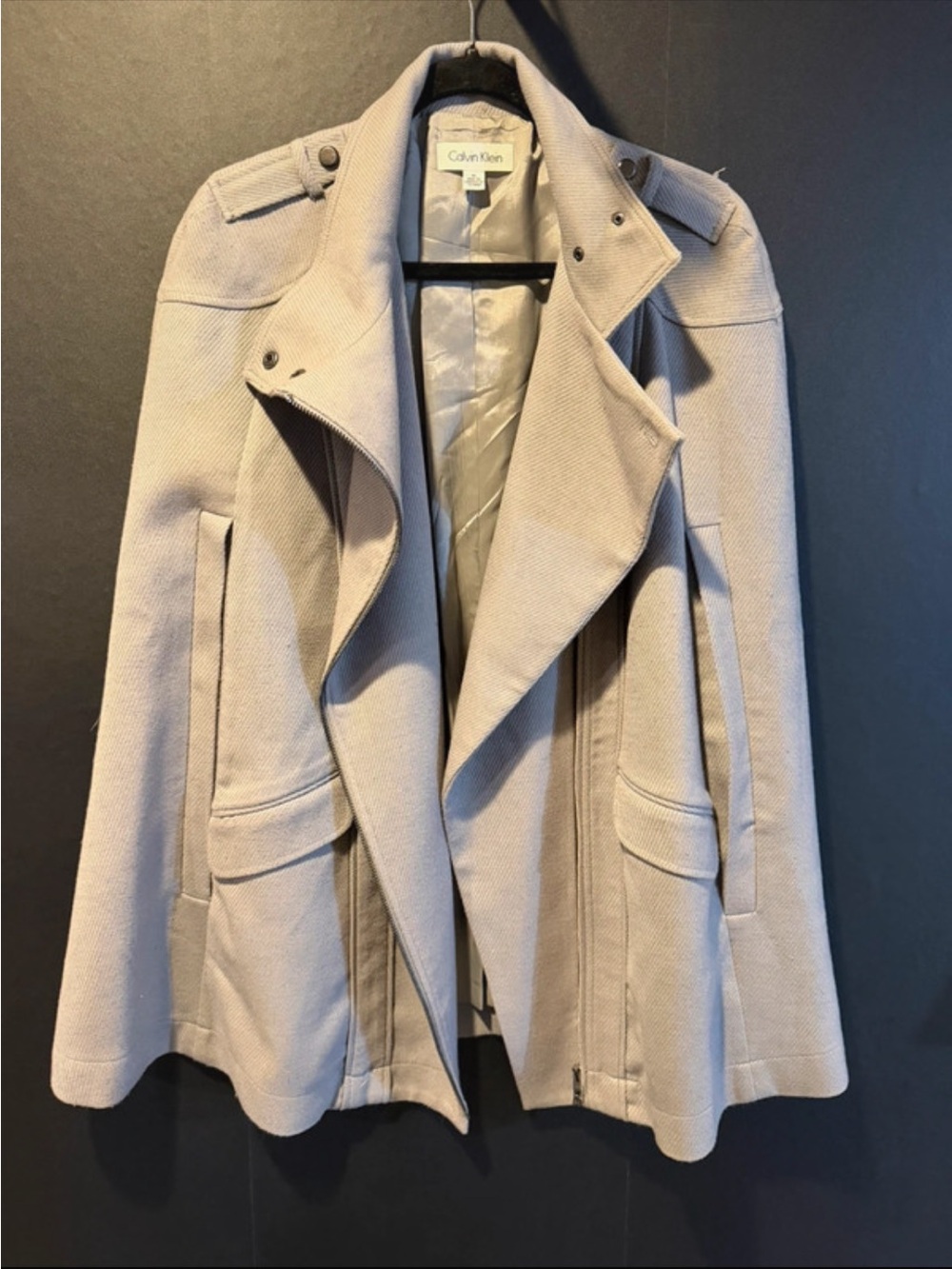 Calvin Klein Women's Beige Cascade Front Trench Coat